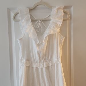 J. Crew White Ruffled Dress